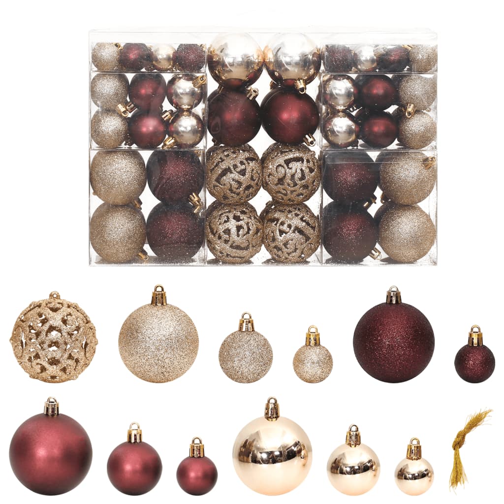 VidaXL Kerstballen 100 st 3 4 6 cm champagnekleurig en bruin