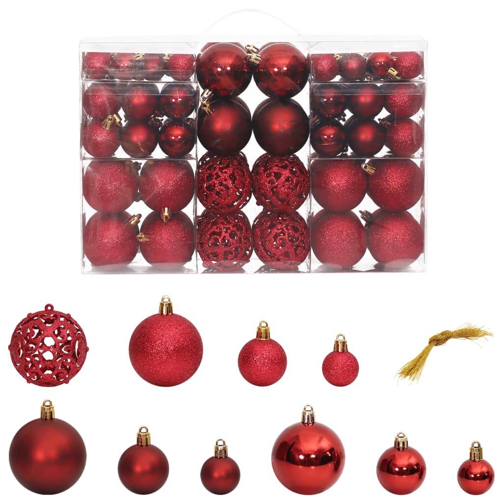 VidaXL Kerstballen 100 st 3 4 6 cm wijnrood