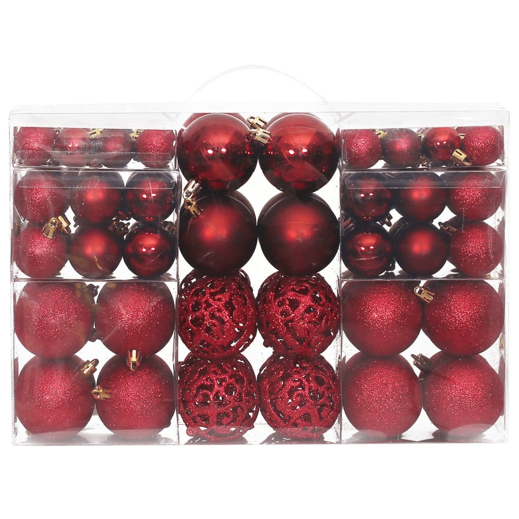 VidaXL Kerstballen 100 st 3 4 6 cm wijnrood