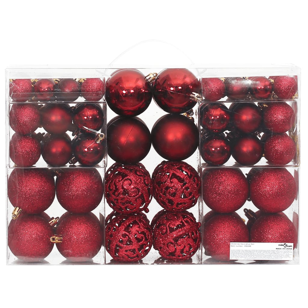 VidaXL Kerstballen 100 st 3 4 6 cm wijnrood