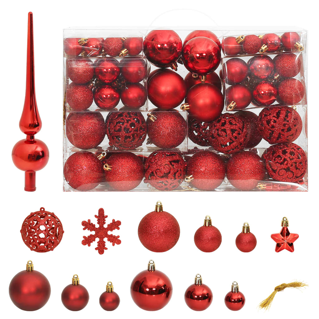 Vidaxl 111-delige kerstballenset polystyreen rood