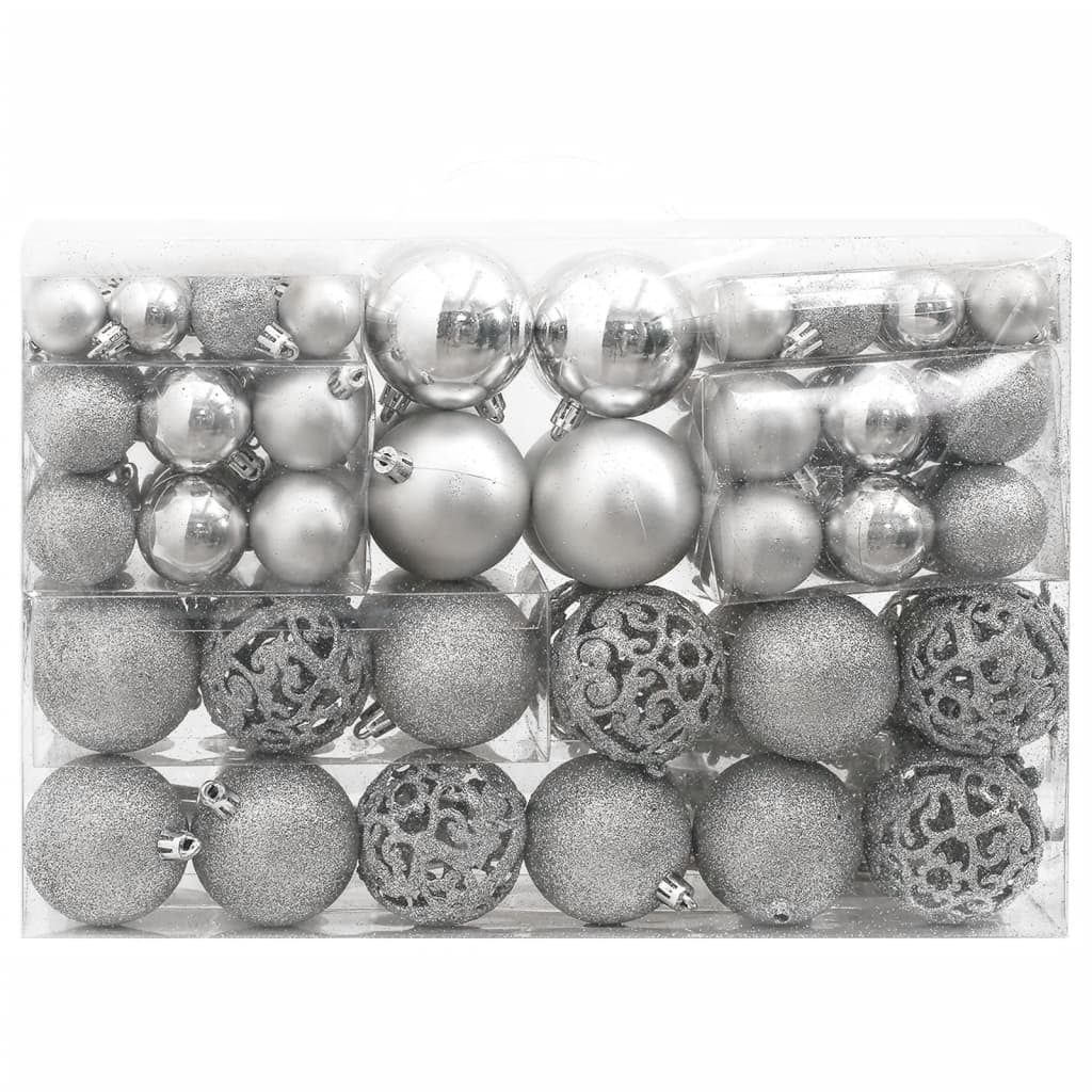 Vidaxl 111-delige kerstballenset polystyreen zilverkleurig