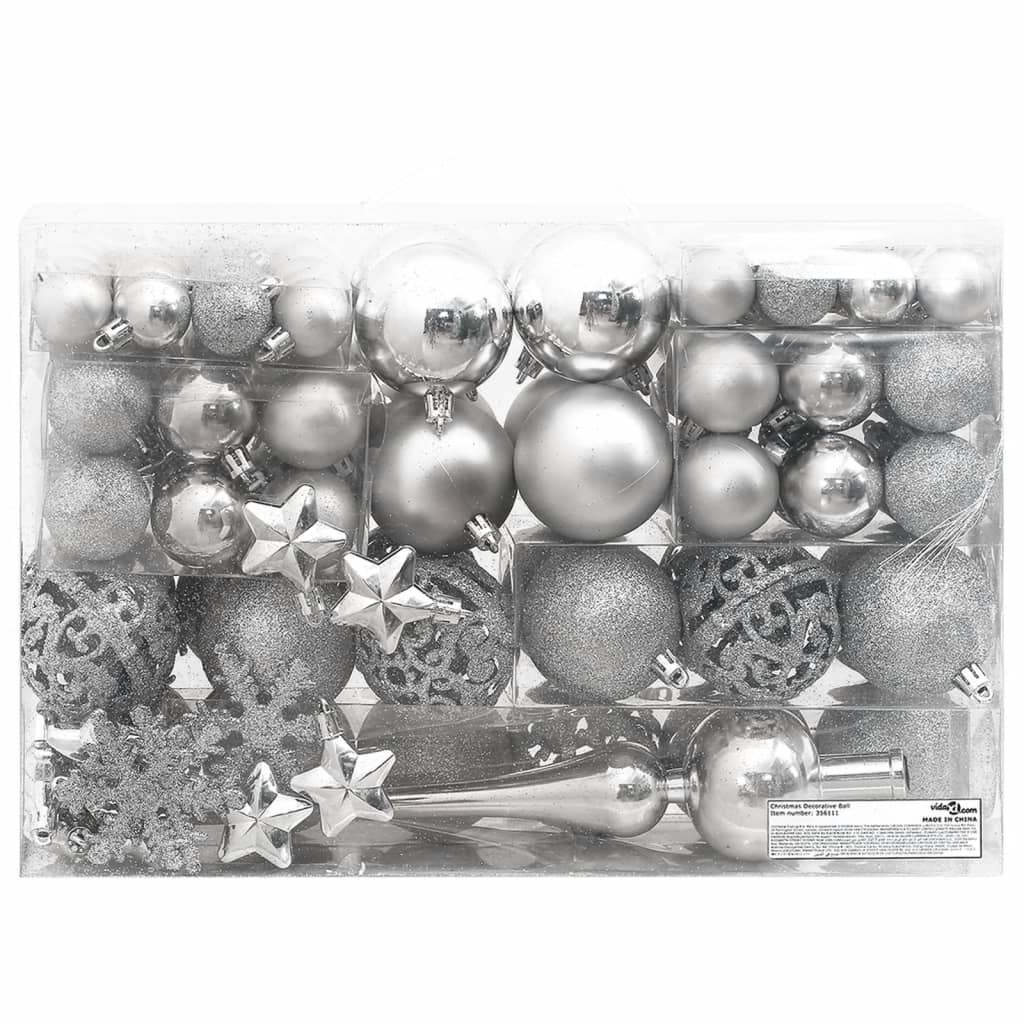 Vidaxl 111-delige kerstballenset polystyreen zilverkleurig