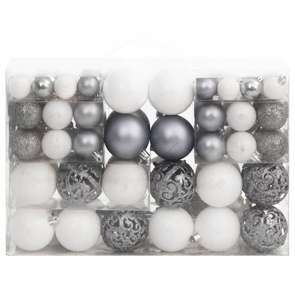 Vidaxl 111-delige kerstballenset polystyreen wit en grijs