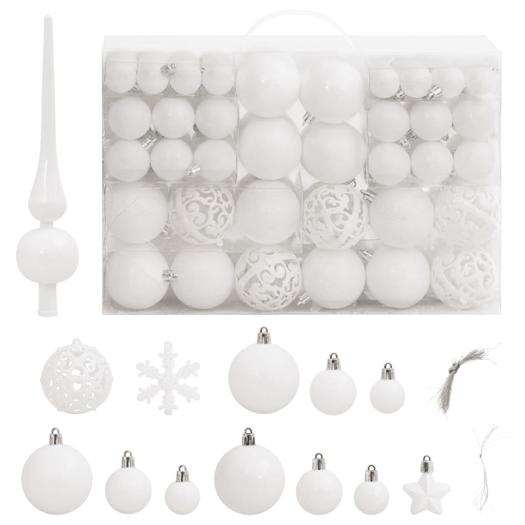 Vidaxl 111-delige kerstballenset polystyreen wit