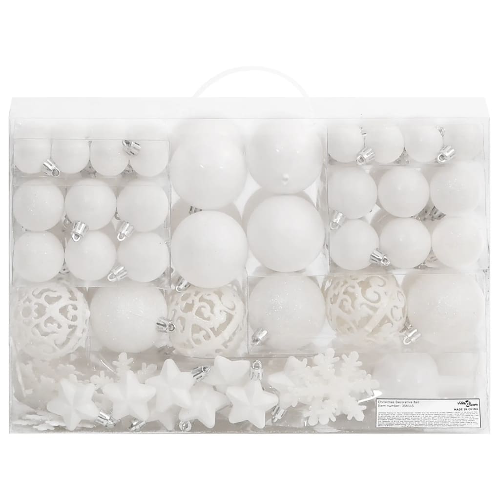 Vidaxl 111-delige kerstballenset polystyreen wit