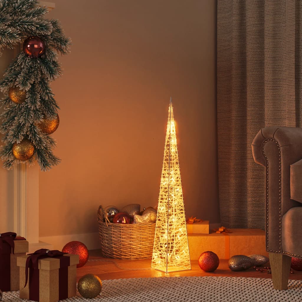 VidaXL Kerstverlichtingskegel met 30 warmwitte LED's 60 cm acryl