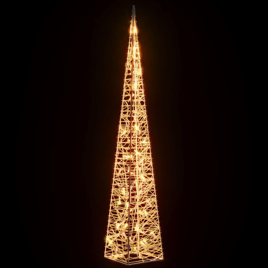 Vidaxl kerstverlichtingskegel met 60 warmwitte led's 120 cm acryl