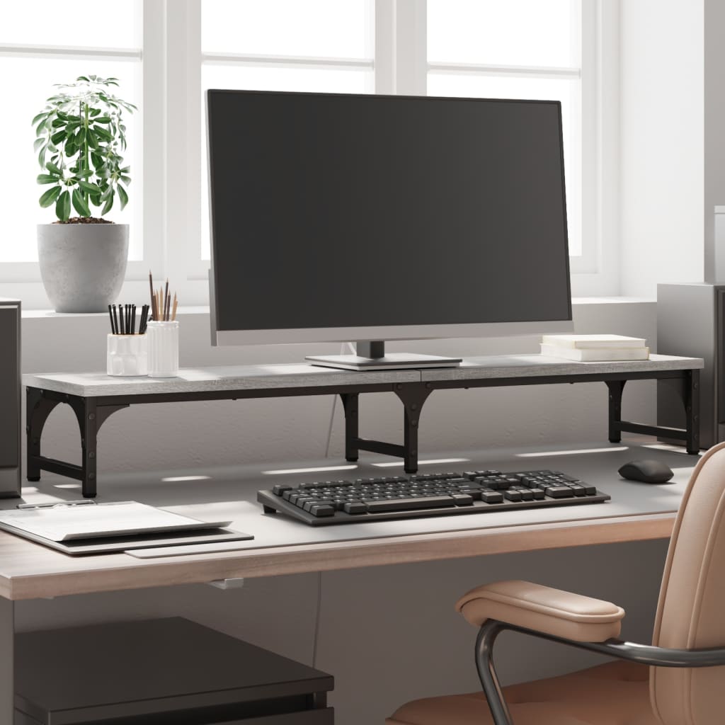 Vidaxl monitorstandaard 105x23x15,5 cm bewerkt hout grijs sonoma