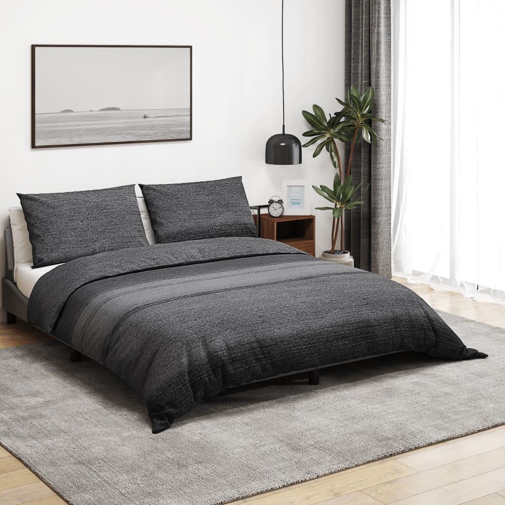Vidaxl dekbedovertrekset 155x220 cm katoen donkergrijs