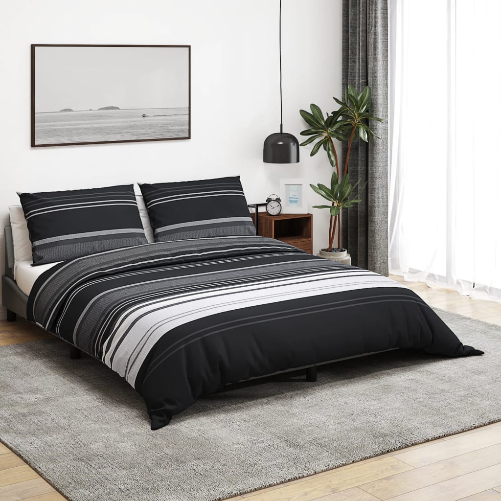 Vidaxl dekbedovertrekset 200x220 cm katoen zwart en wit