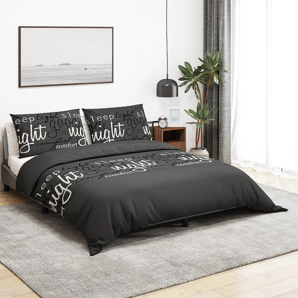 Vidaxl dekbedovertrekset 135x200 cm katoen zwart