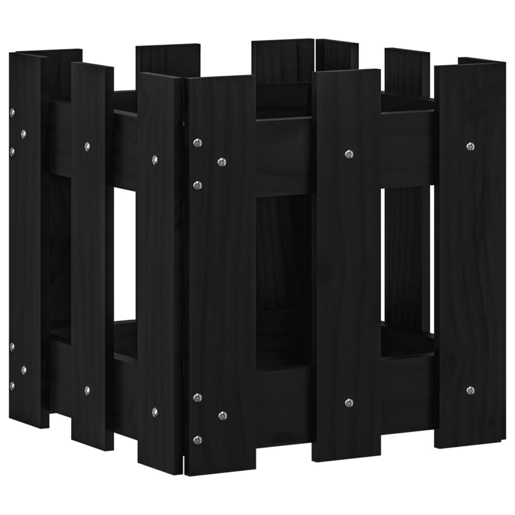VidaXL Plantenbak met hekontwerp 30x30x30 cm massief grenenhout zwart