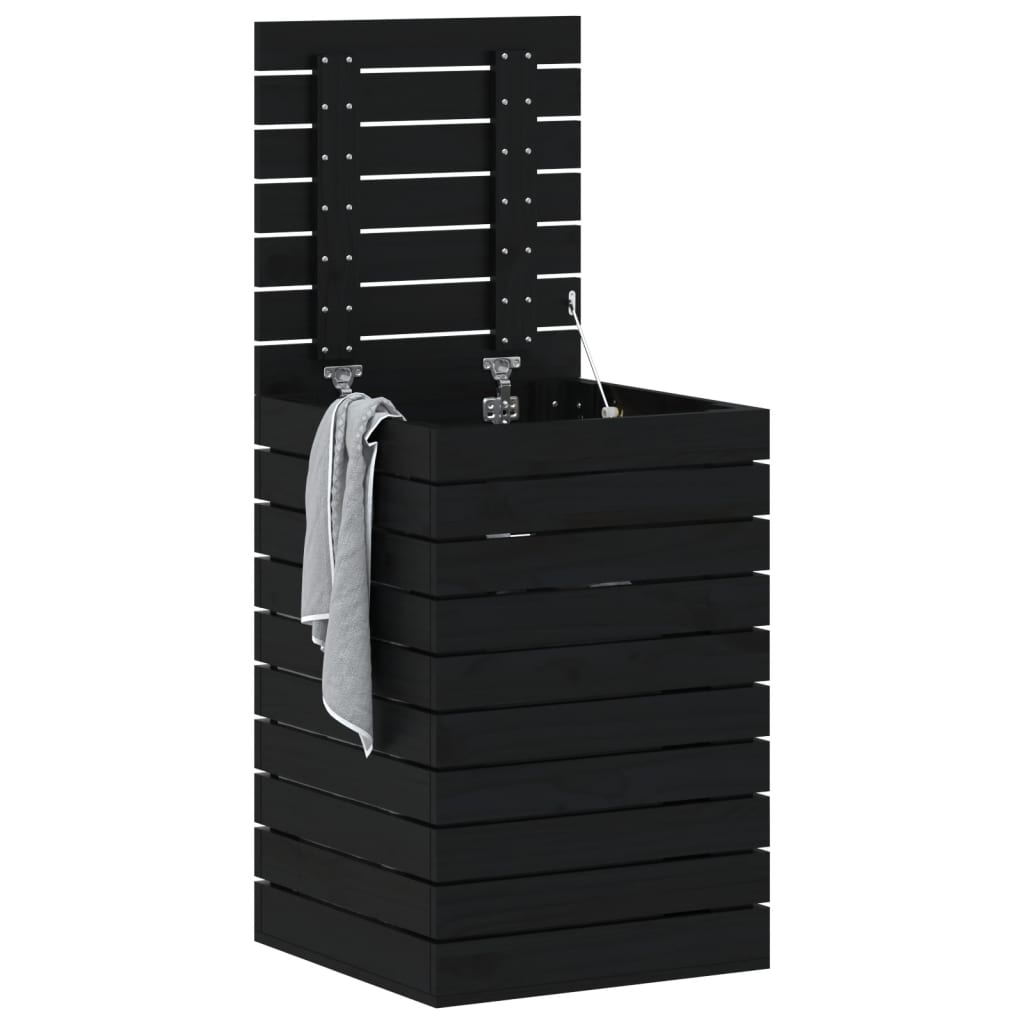 Vidaxl wasmand 44x44x66 cm massief grenenhout zwart