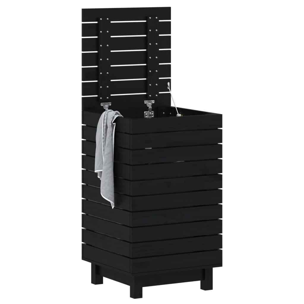 Vidaxl wasmand 44x44x76 cm massief grenenhout zwart