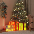 Vidaxl kerstfiguur cadeaudoos 3 st verlicht 64 warmwitte led's
