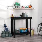 Vidaxl werkbank 80x50x80 cm massief grenenhout zwart