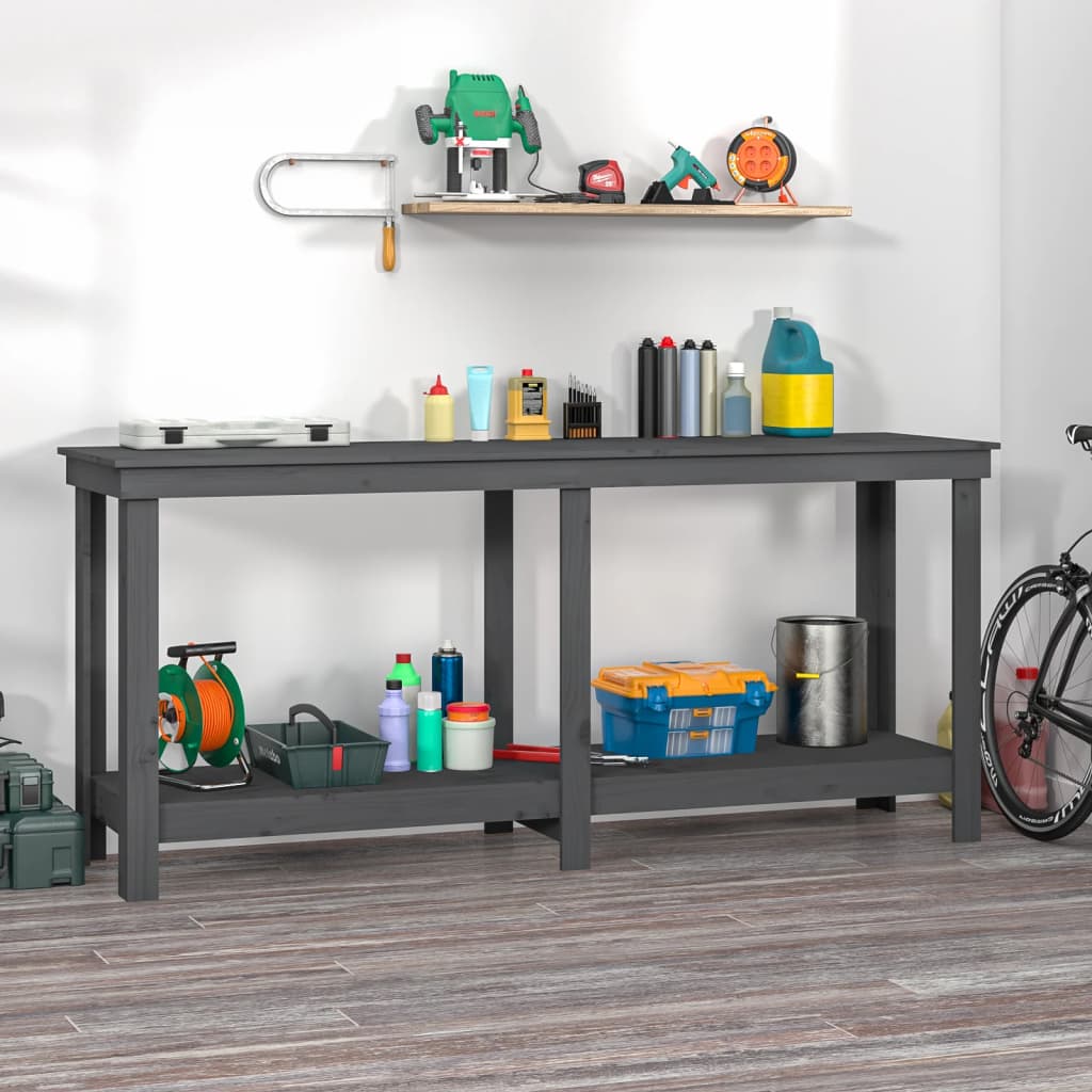 Vidaxl werkbank 180x50x80 cm massief grenenhout grijs