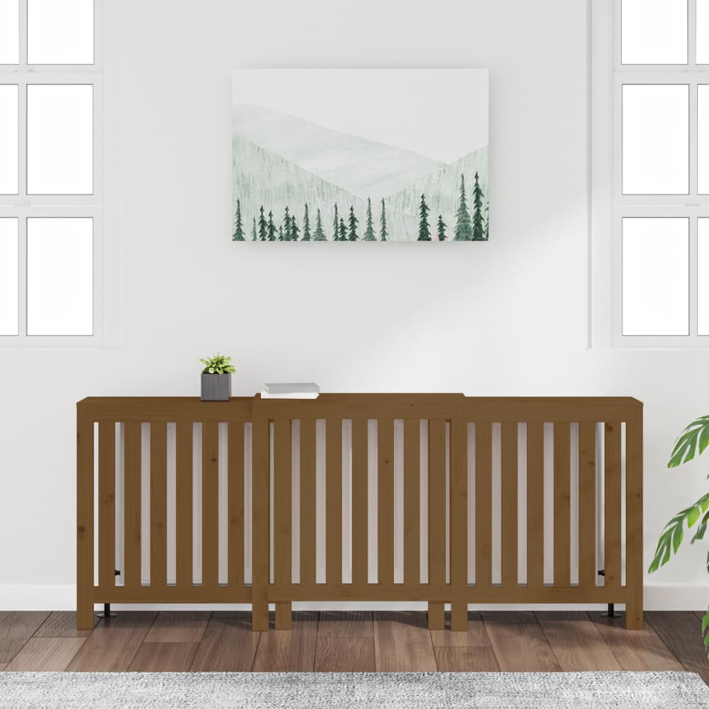 VidaXL Radiatorombouw 210x21x85 cm massief grenenhout honingbruin