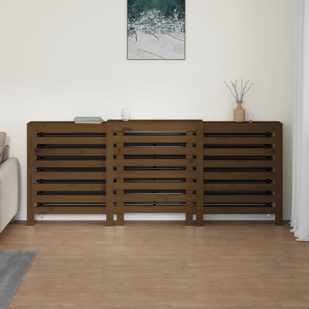 VidaXL Radiatorombouw 210x21x85 cm massief grenenhout honingbruin