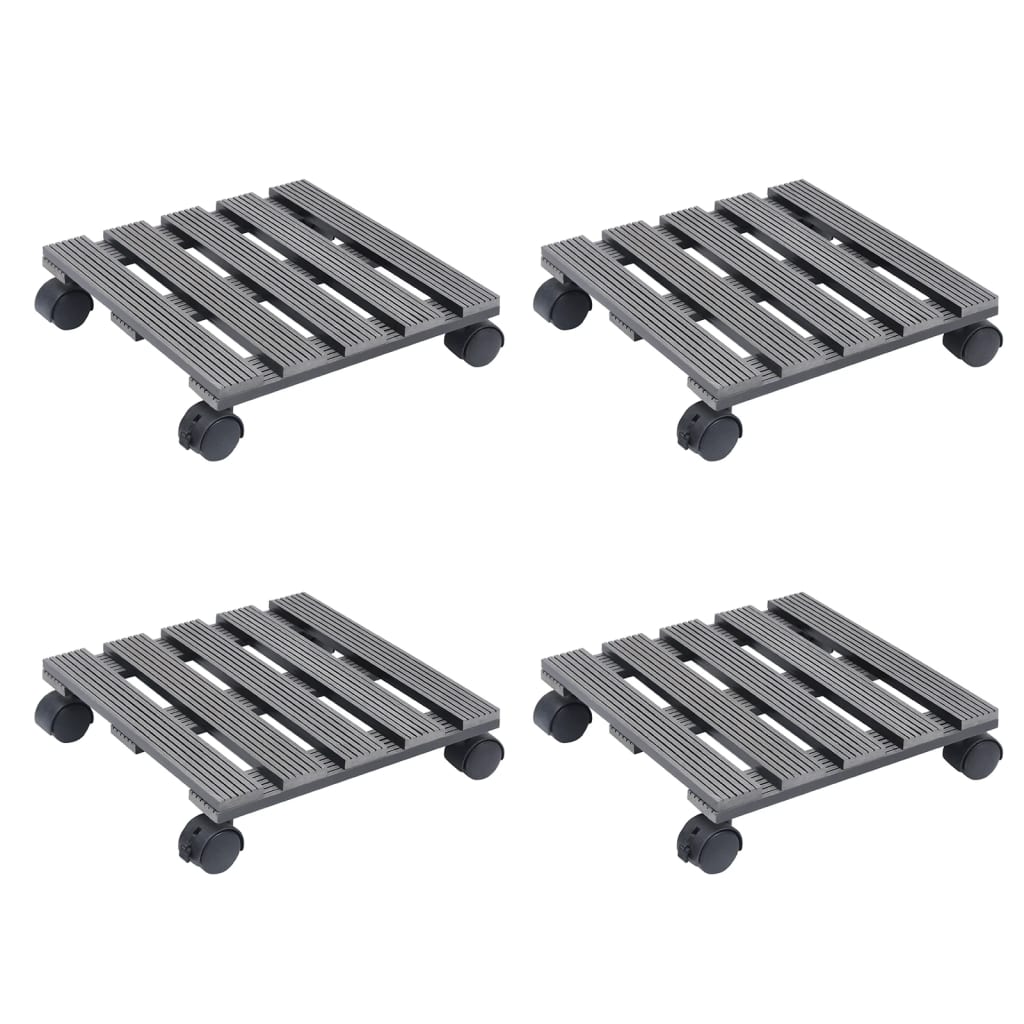 VidaXL Plantentrolleys 4 st 30x30x7,5 cm HKC grijs