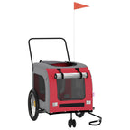 Vidaxl hondenfietstrailer oxford stof en ijzer rood en grijs