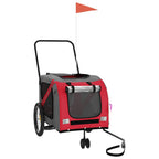Vidaxl hondenfietstrailer oxford stof en ijzer rood en grijs