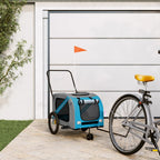 Vidaxl hondenfietstrailer oxford stof en ijzer blauw en grijs