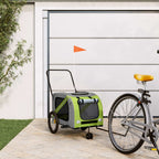 Vidaxl hondenfietstrailer oxford stof en ijzer groen en grijs