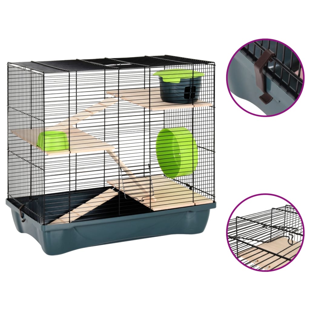 VidaXL Hamsterkooi 58x32x54 cm polypropeen en metaal grijs