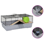 VidaXL Hamsterkooi 80x45x34 cm polypropeen en metaal grijs