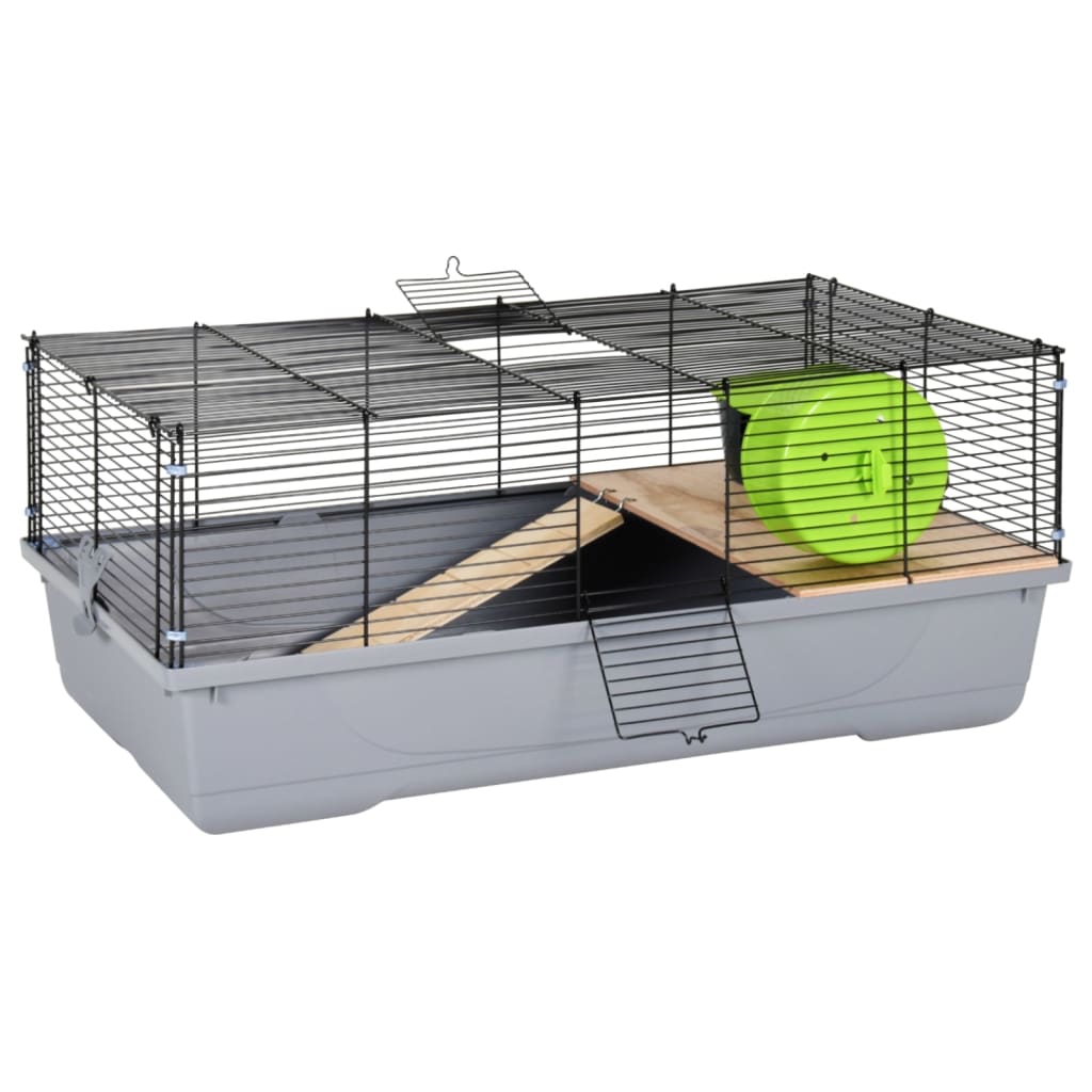VidaXL Hamsterkooi 80x45x34 cm polypropeen en metaal grijs
