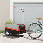 Vidaxl fietstrailer 45 kg ijzer zwart en oranje