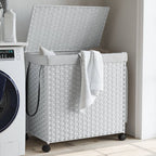 Vidaxl wasmand op wielen 60x35x60,5 cm rattan wit