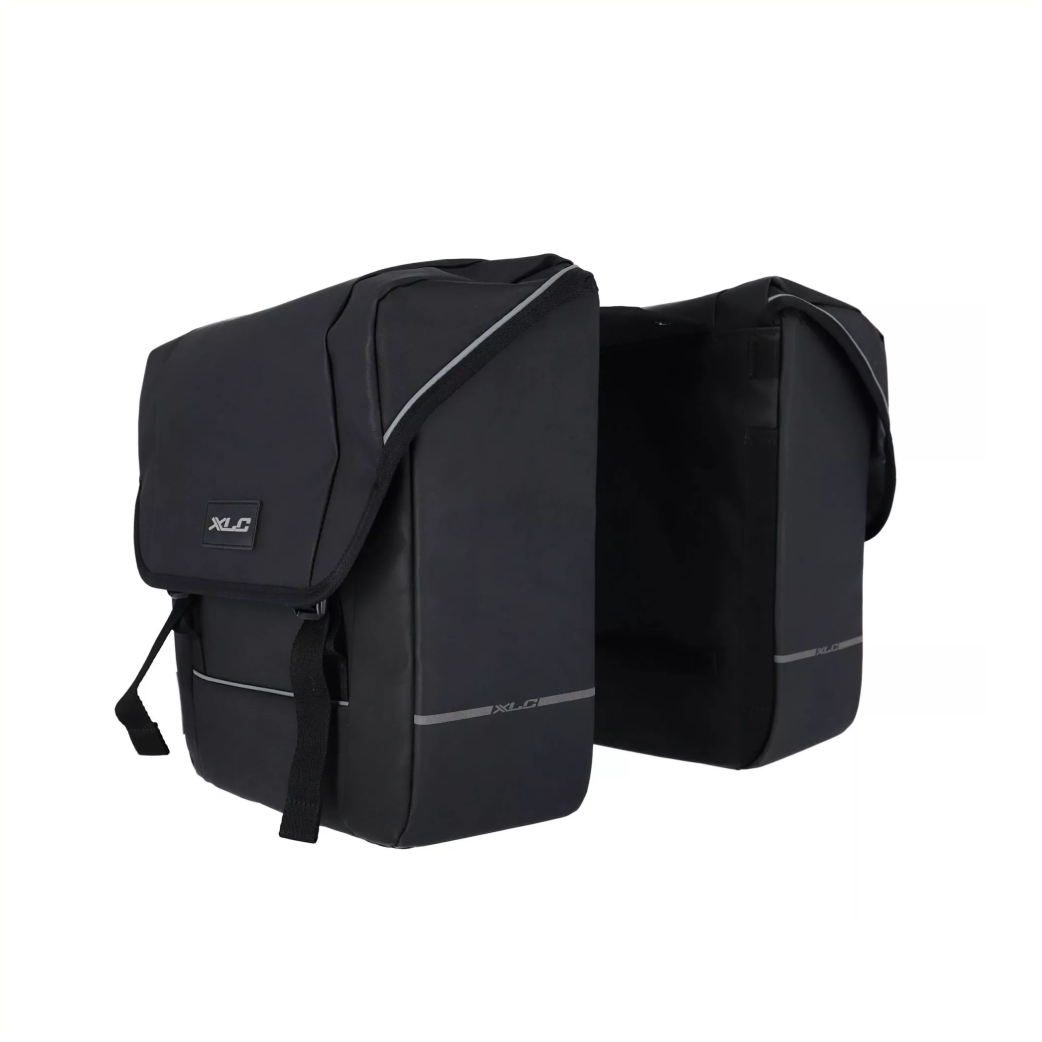 Xlc 5:1 dubbele fietstas, 35l inhoud, zwart. 35x30x12cm