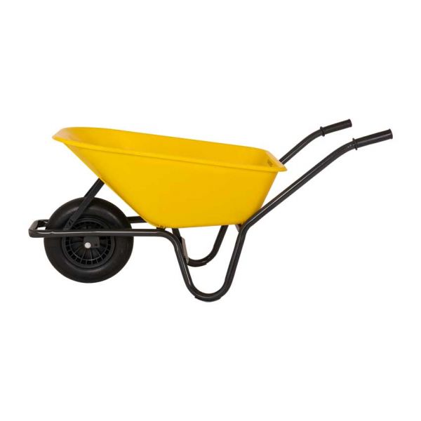Kruiwagen kunststof gele bak 85 liter hq.