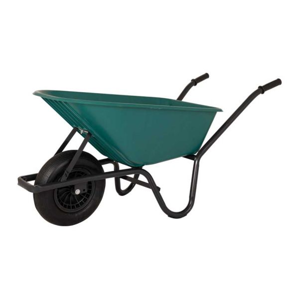 Kruiwagen kunststof groene bak 85 liter hq.
