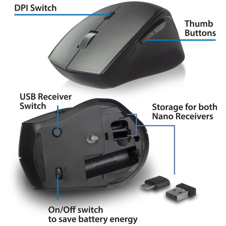 ACT Connectivity Connectivity Draadloze Dual-Connect Muis 2400 DPI met stille kl