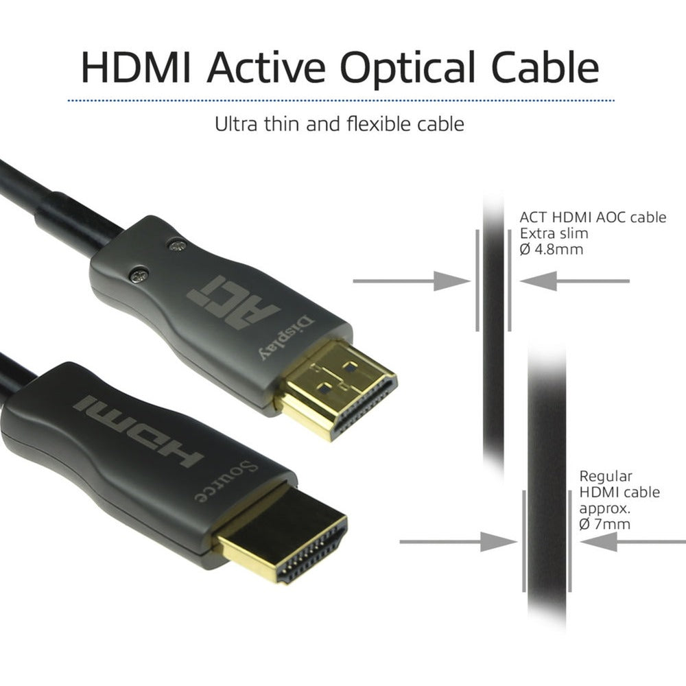 Act connectivity hdmi premium 4k active optical cable v2.0 hdmi-a male - hdmi-a male, 10 meter kabel (zwart)