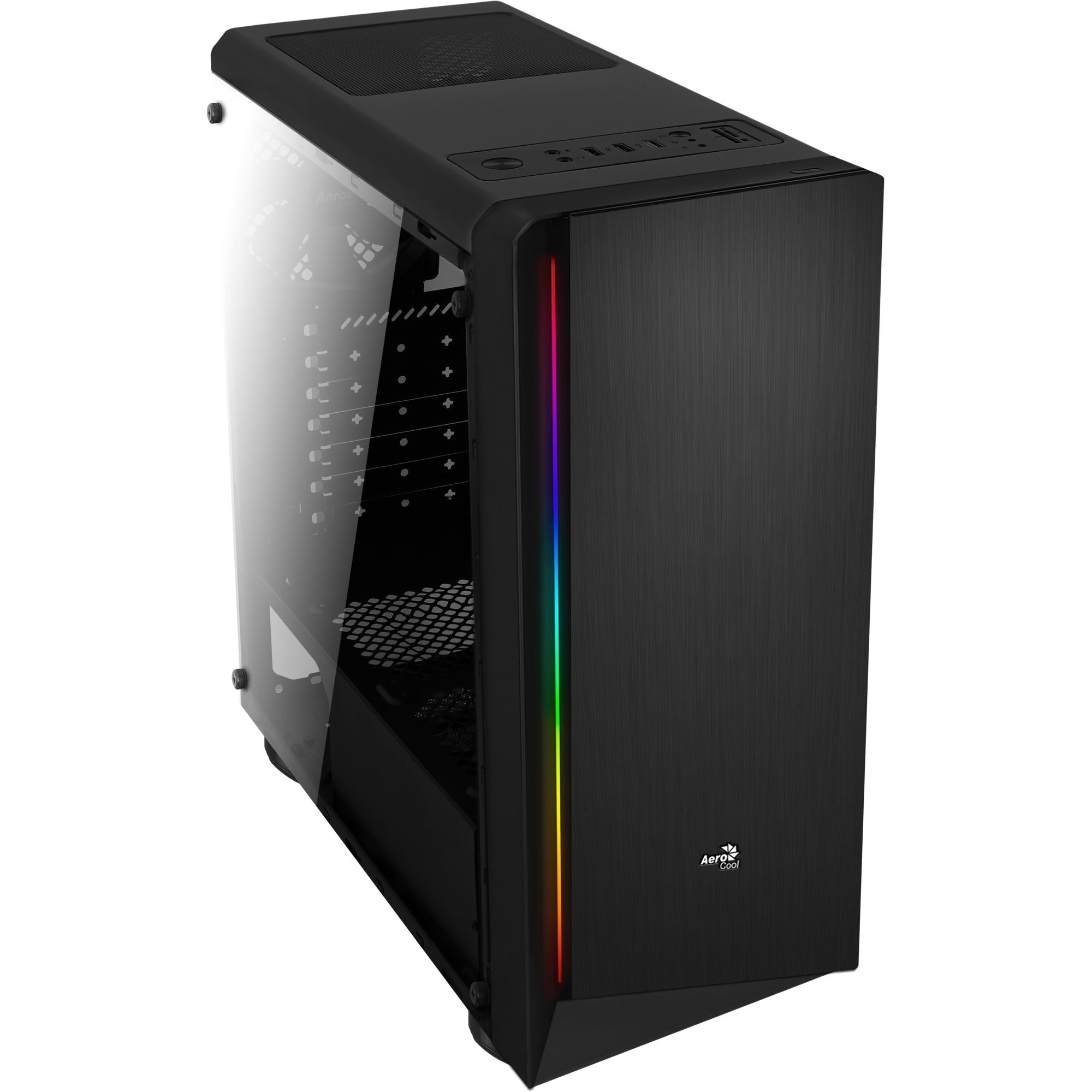 Aerocool rift midi tower behuizing (zwart | 3x usb-a | rgb | window)