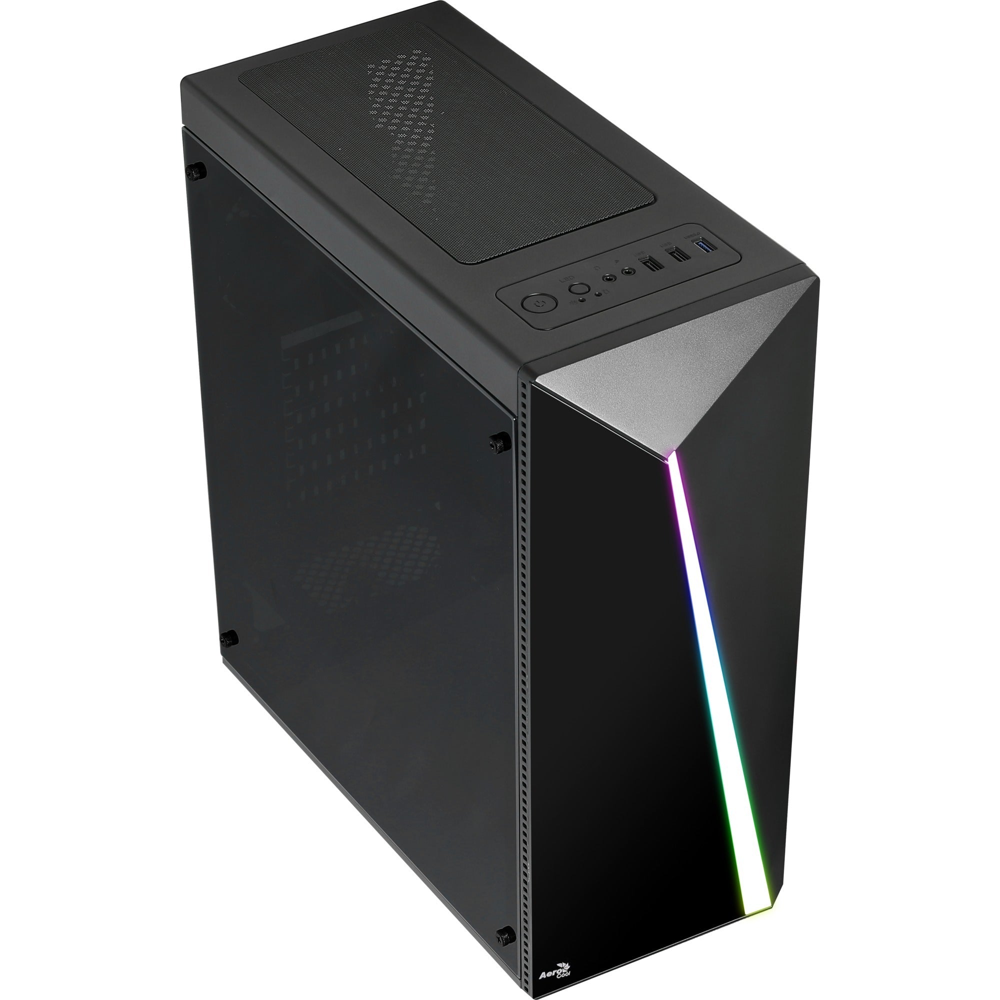 Aerocool shard midi tower behuizing (zwart | 3x usb-a | rgb | window)