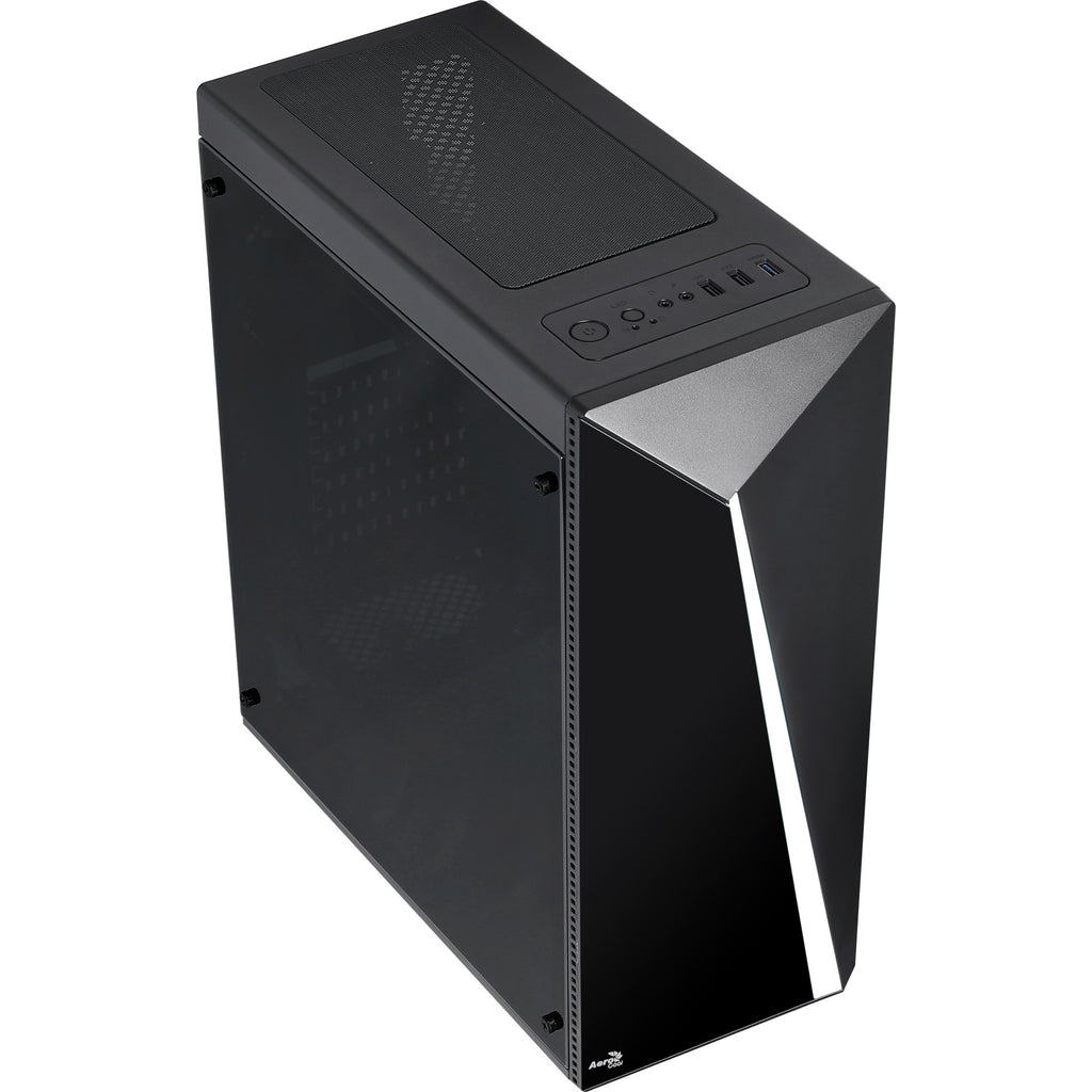 Aerocool shard midi tower behuizing (zwart | 3x usb-a | rgb | window)
