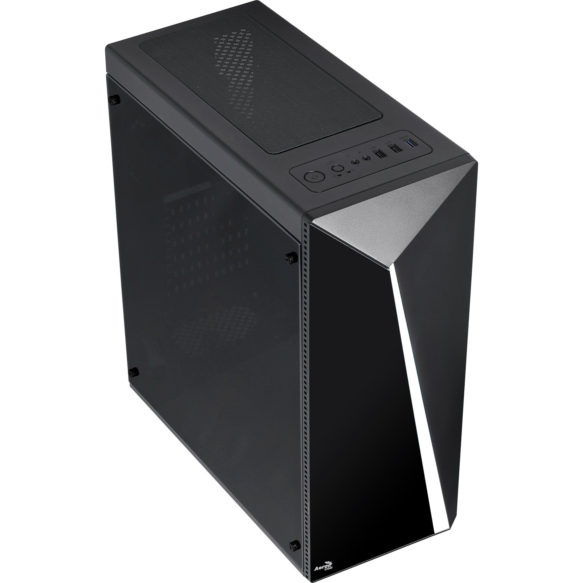 Aerocool shard midi tower behuizing (zwart | 3x usb-a | rgb | window)