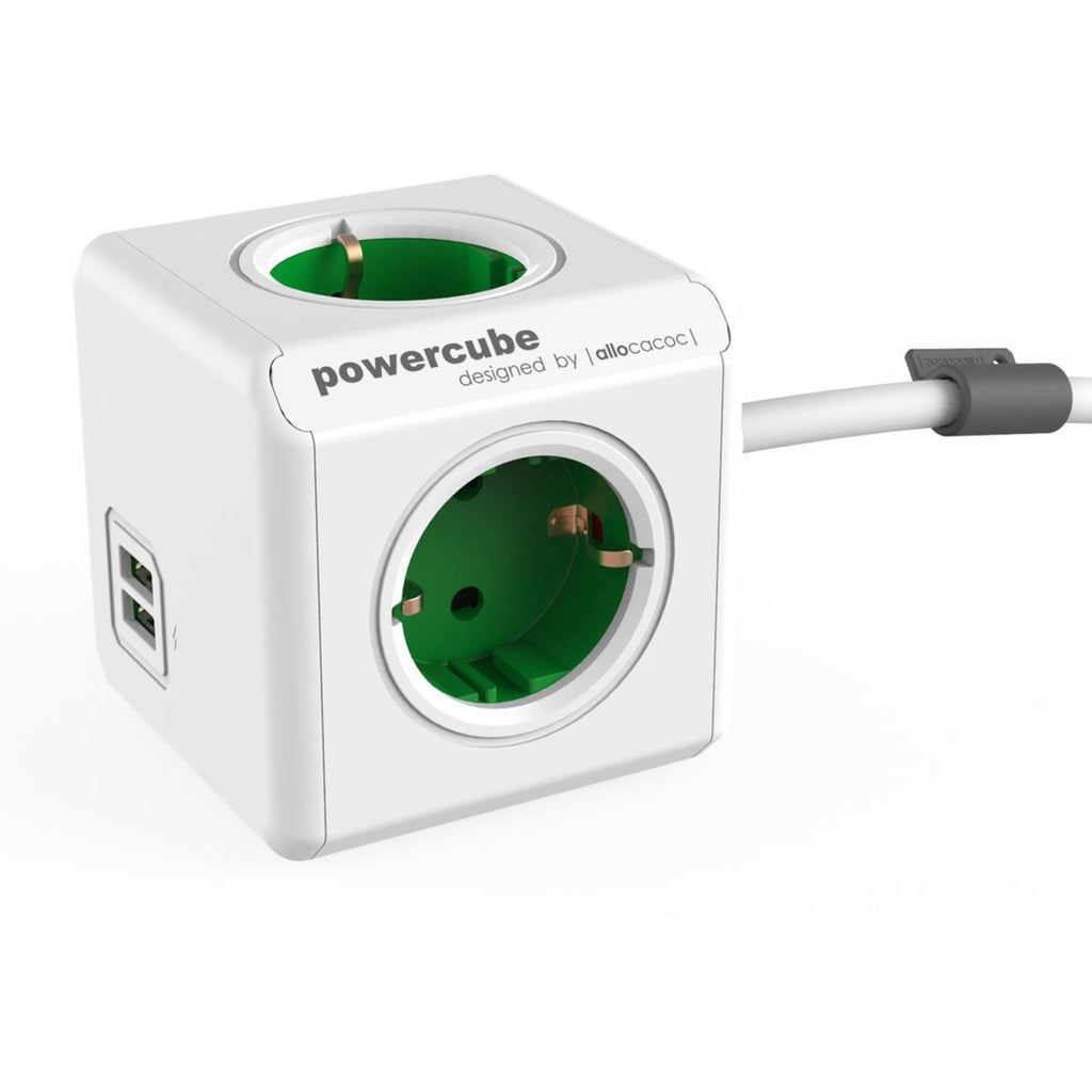Designnest stekkerdoos allocacoc powercube wit groen
