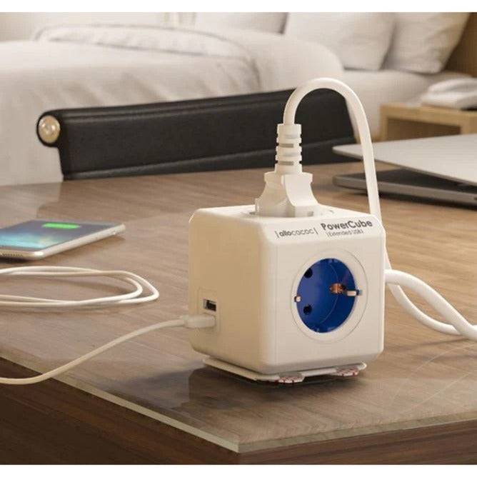 Designnest stekkerdoos allocacoc powercube wit groen