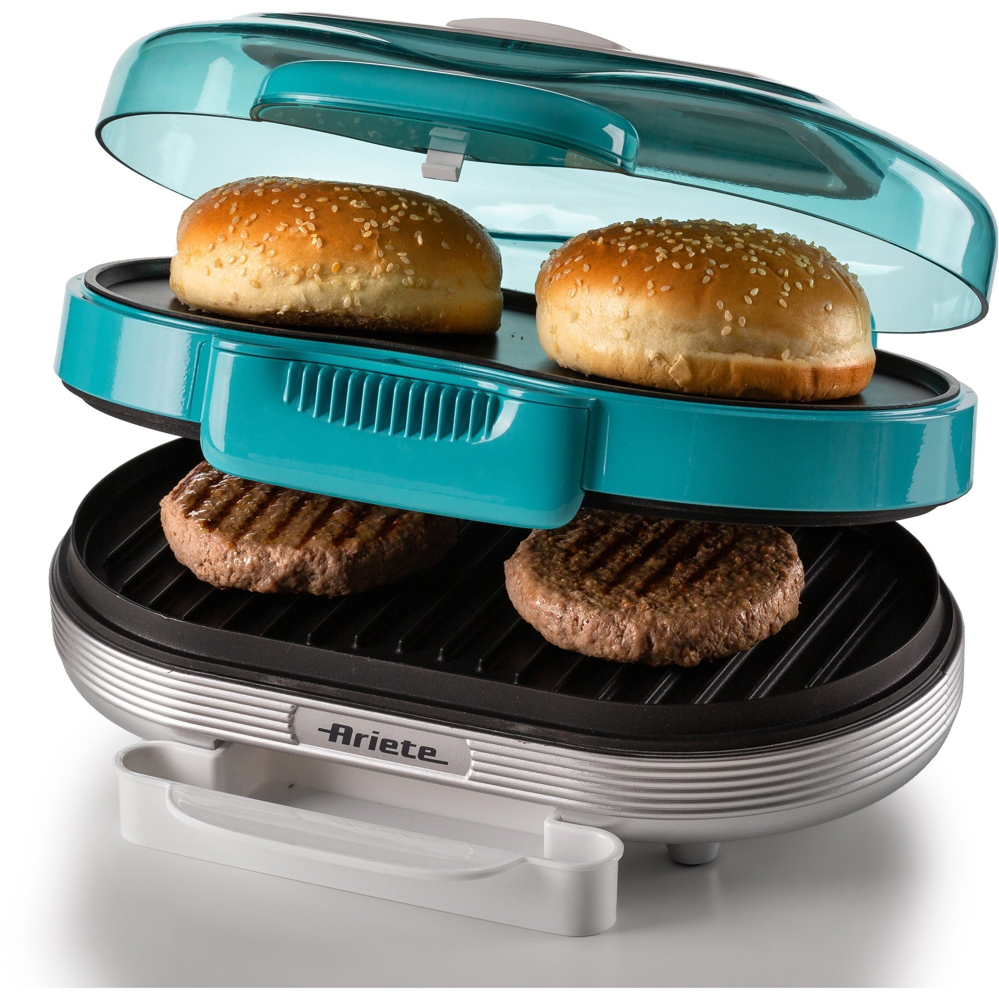 Ariete party time hamburger maker 0205 01 elektrische bakplaat (lichtblauw wit)