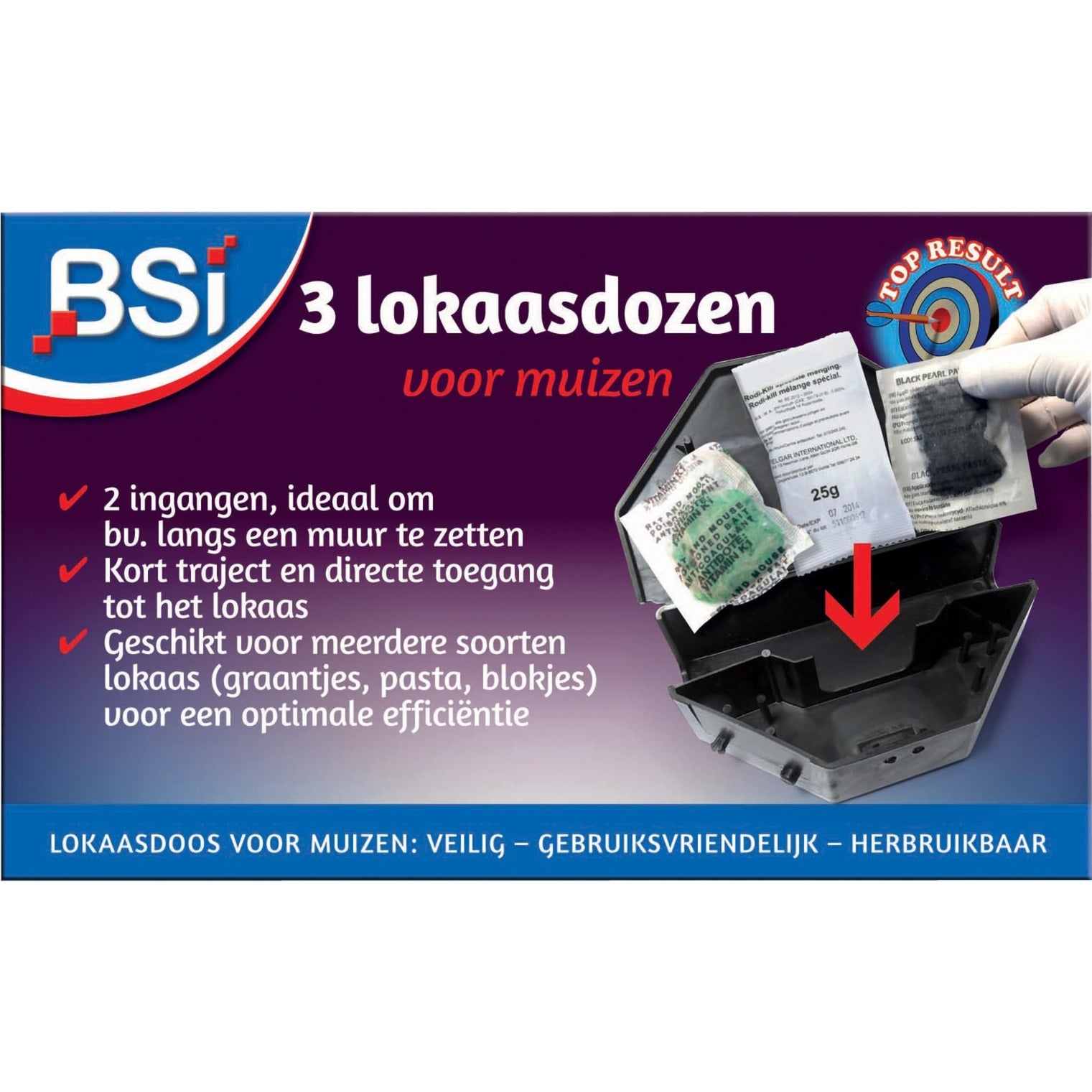 Bsi 3 lokaasdozen voor muizen + sleutel