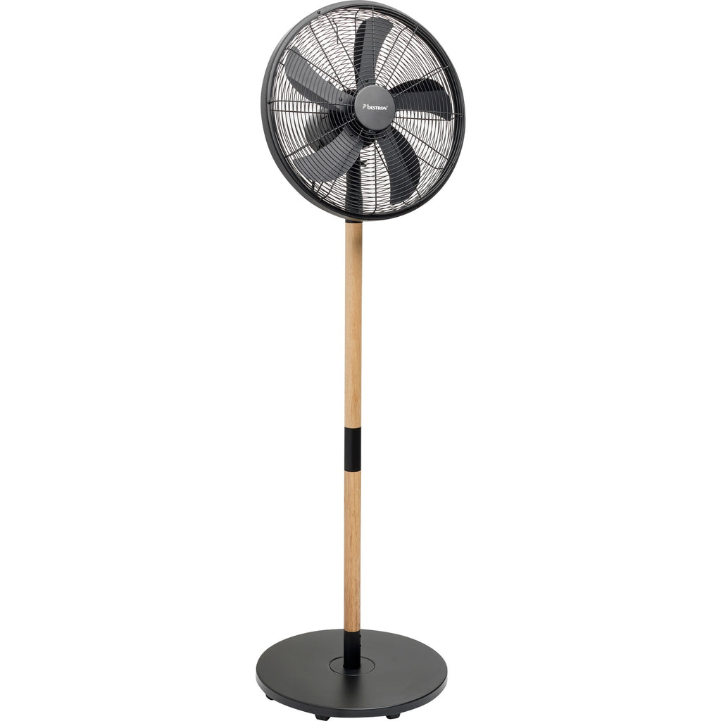 Bestron dfs45wb design statiefventilator (zwart houtkleur, ø 45 cm | stijlvol hout desgin)