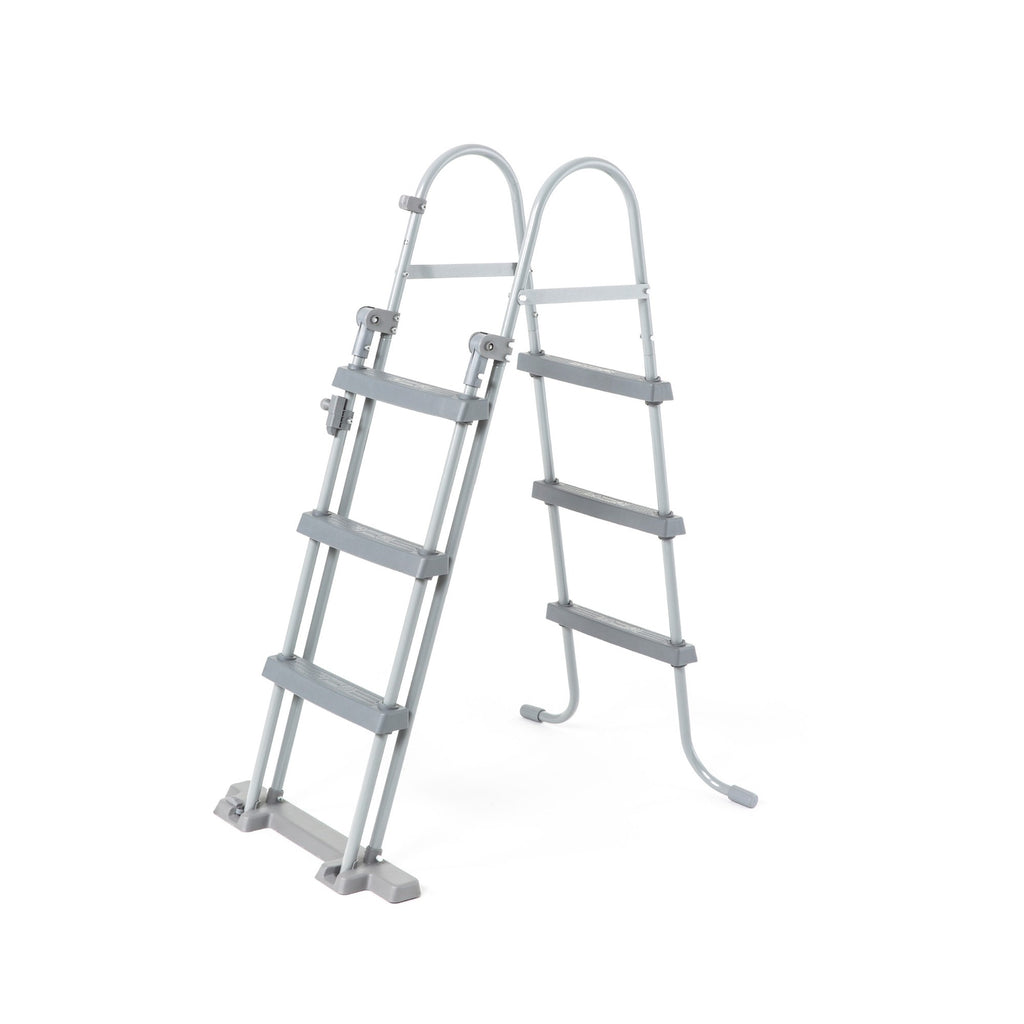 Bestway zwembad power steel set rechthoek rotan 404 (grijs, incl. filterpomp (220-240v) + ladder)
