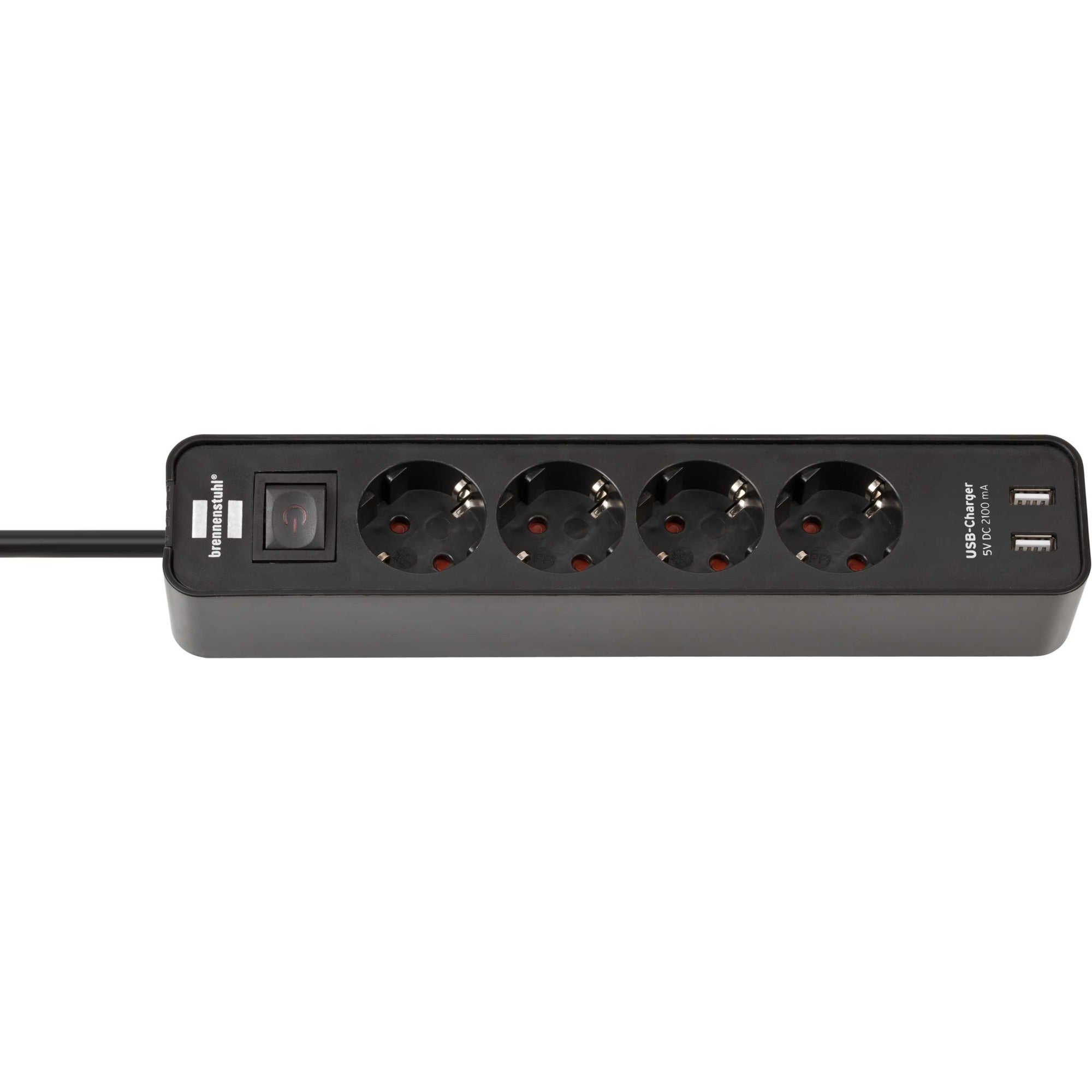 Brennenstuhl ecolor stekkerdoos 4-voudig + 2x usb stekkerdoos (zwart)